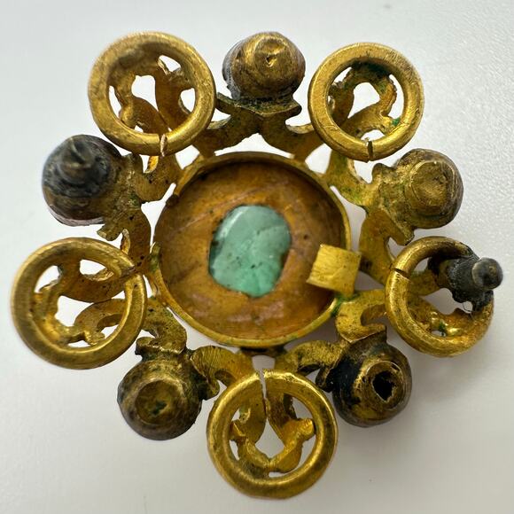 Antique Iberian 17th-18th century 22kt solid gold diamonds emerald finding 2.14g - Picture 10 of 13